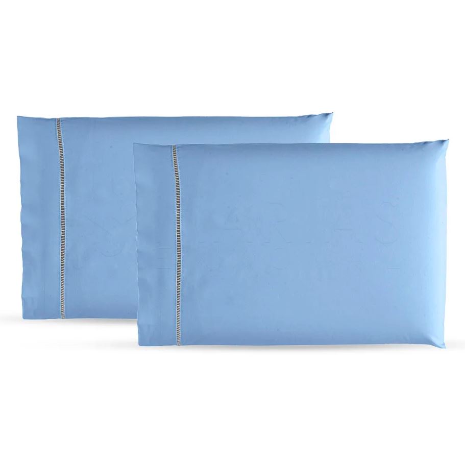 Kit 2 Fronhas 50cm x 70cm Percal 200 Fios Algodão Ponto Palito