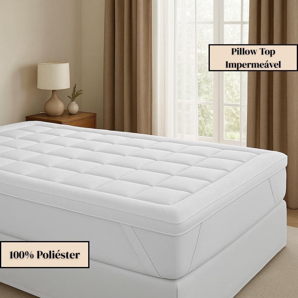 Pillow Top Protetor de Colchão Para Cama 100% Poliéster Macio e Aconchegante