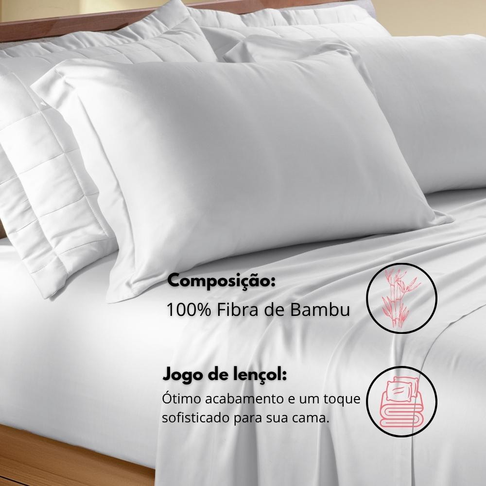 Jogo De Lençol 100% Fibra de Bambu  300 Fios 4 Peças