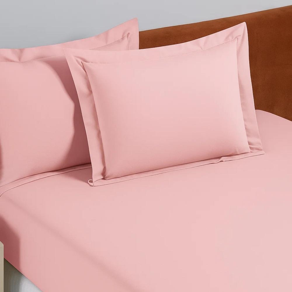 Jogo Lençol Percal 200 Fios 100% Algodão Com Porta Travesseiro Em Aba Americana