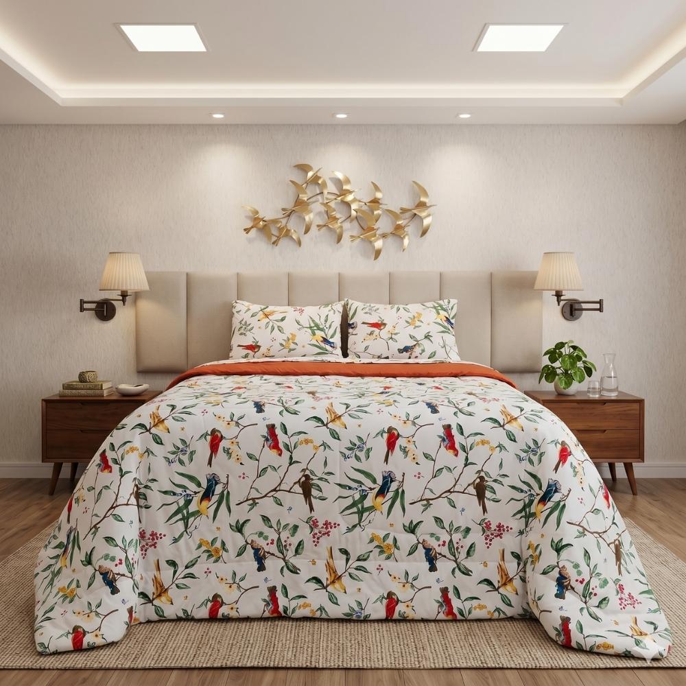 Jogo de Cama Queen 5 Peças Edredom + Jogo de Lençol Sonhare Estampado