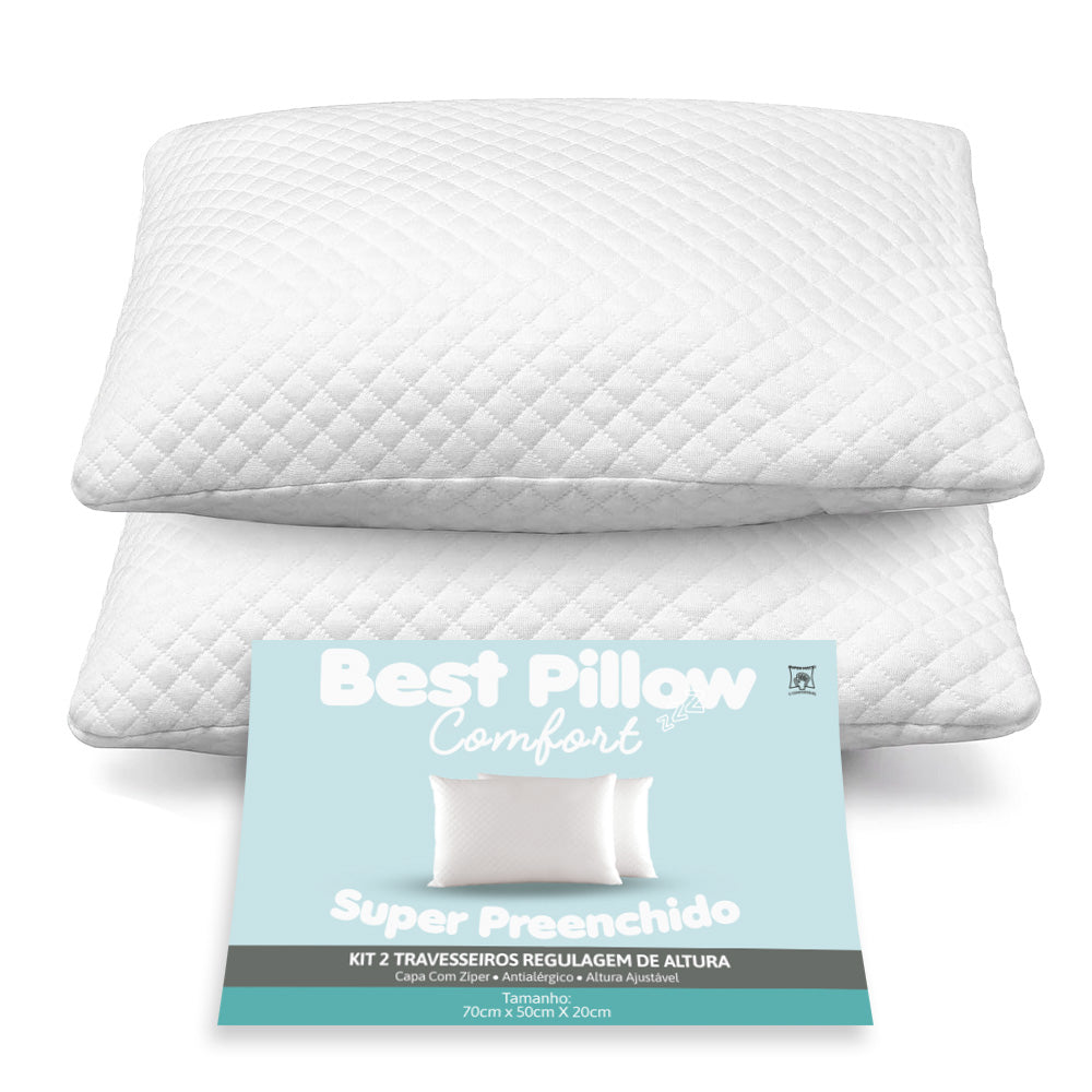 Travesseiros Regulagem de Altura - 70cm x 50cm - Travesseiro Matelado