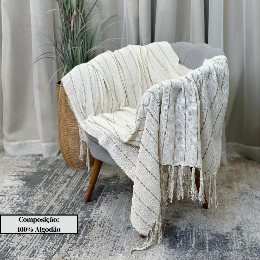 Manta Xale Pop Listrada 1,80x1,20m Toque Natural Macia e Estilo Moderno