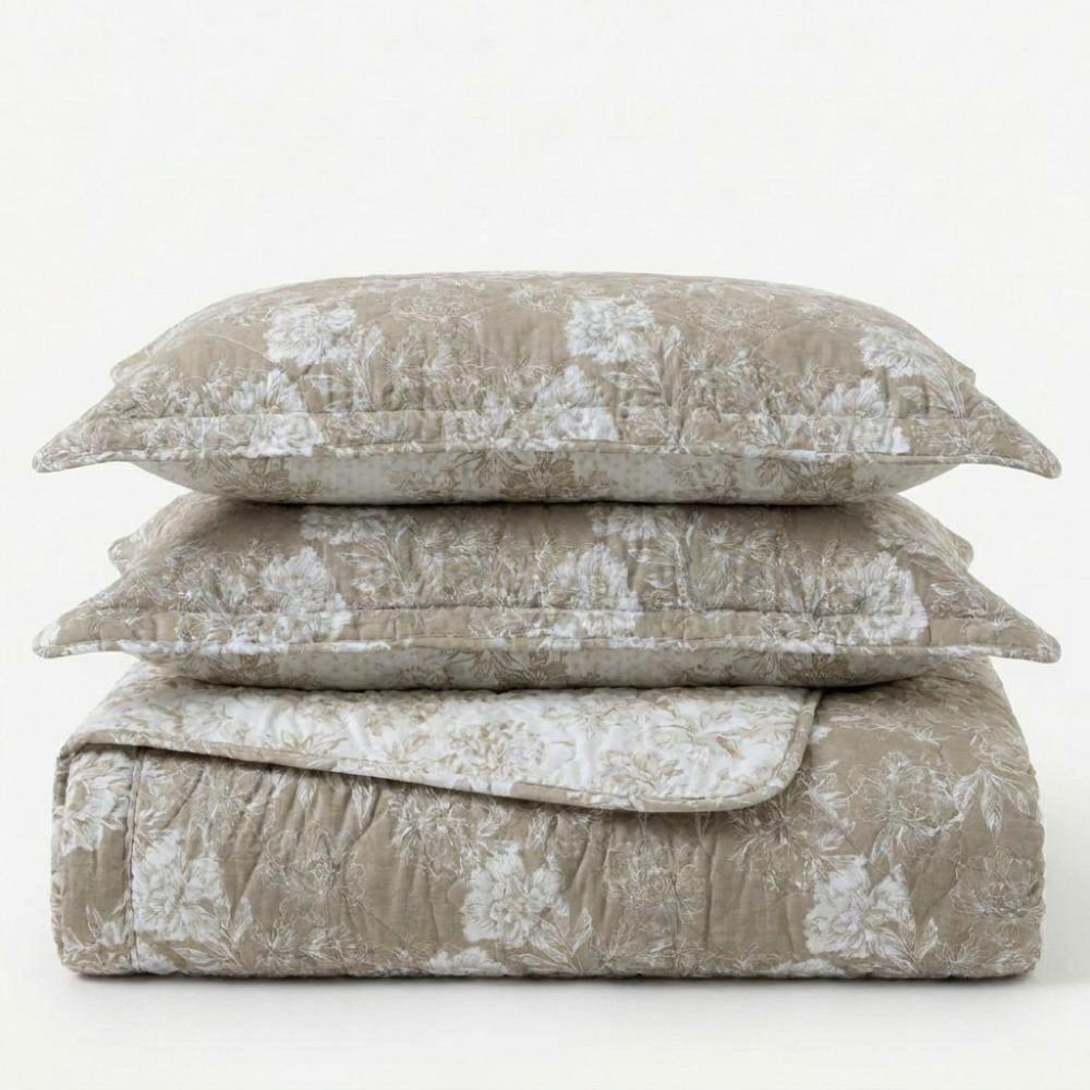 Colcha Cobre Leito Flora 3 Peças Dupla Face Toque Macio