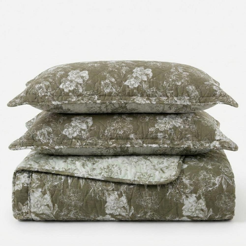 Colcha Cobre Leito Flora 3 Peças Dupla Face Toque Macio