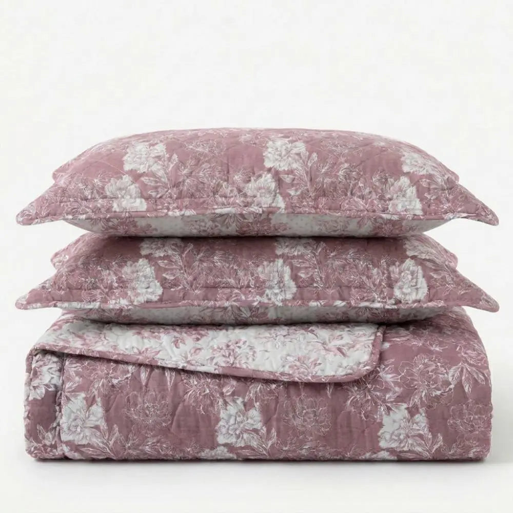 Colcha Cobre Leito Flora 3 Peças Dupla Face Toque Macio Marias Enxoval