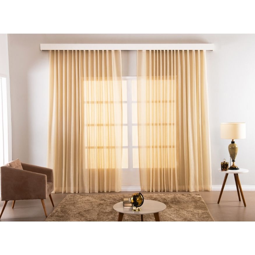 Cortina Para Trilho Gaze De Linho Sem Forro Janela portas Quarto Sala apartamento