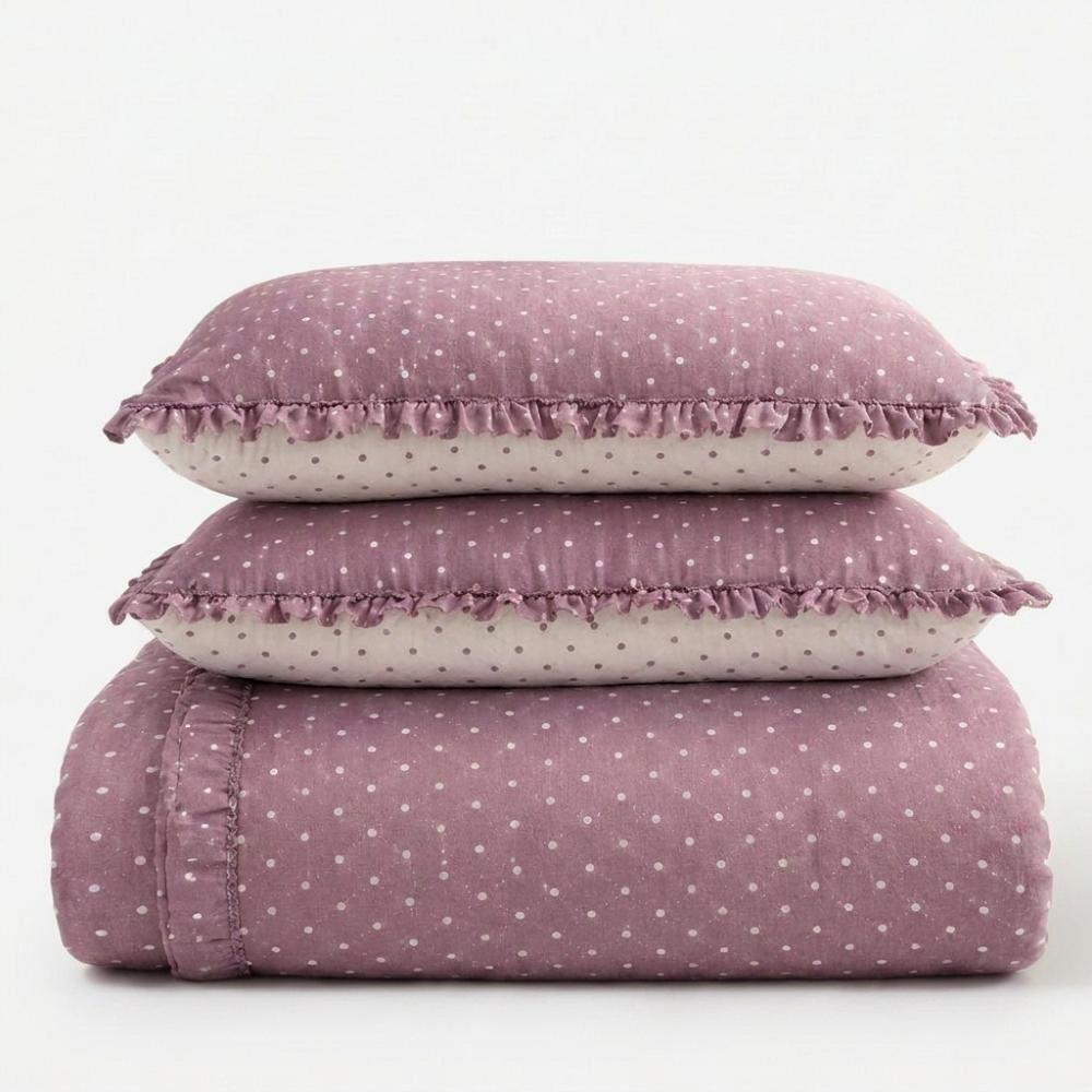 Kit Colcha Cobre Leito Charlotte Cama Poá Com Babados