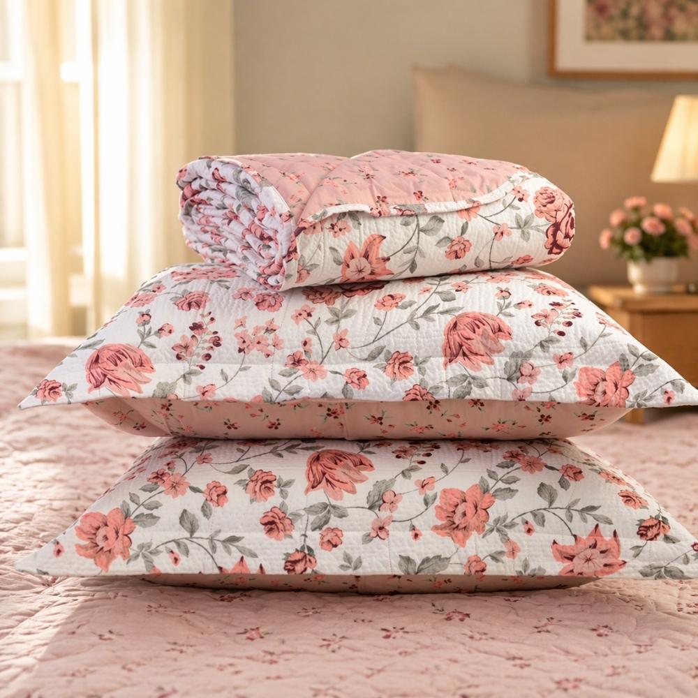 Kit Colcha Cobre Leito Dobby Comfort 3 Peças Dupla Face