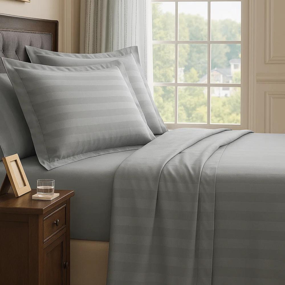 Jogo De Lençol Fios Egípcio Fitado 500 Fios 100% algodão 4 peças Fitado Cama Casal Padrão