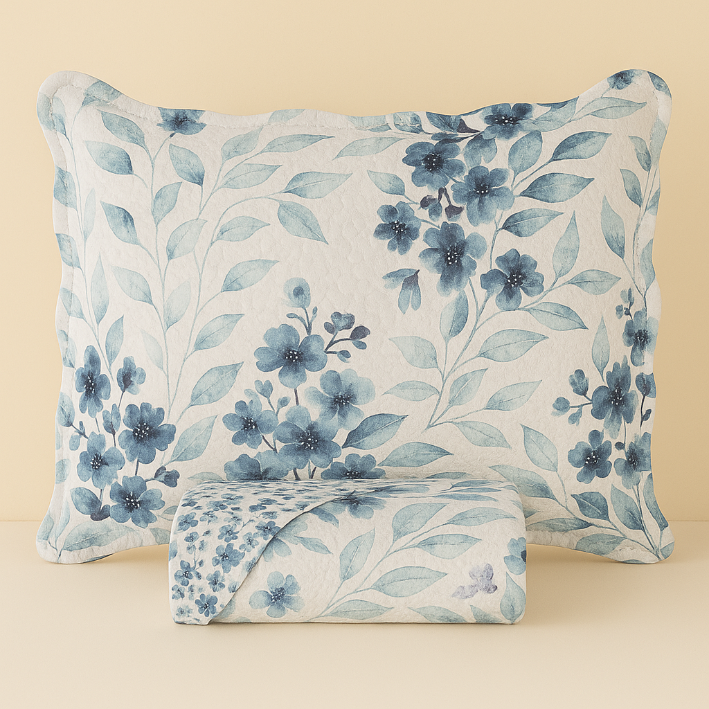 Kit Colcha Cobre Leito 3 Peças Dupla Face Estampado Floral Garden