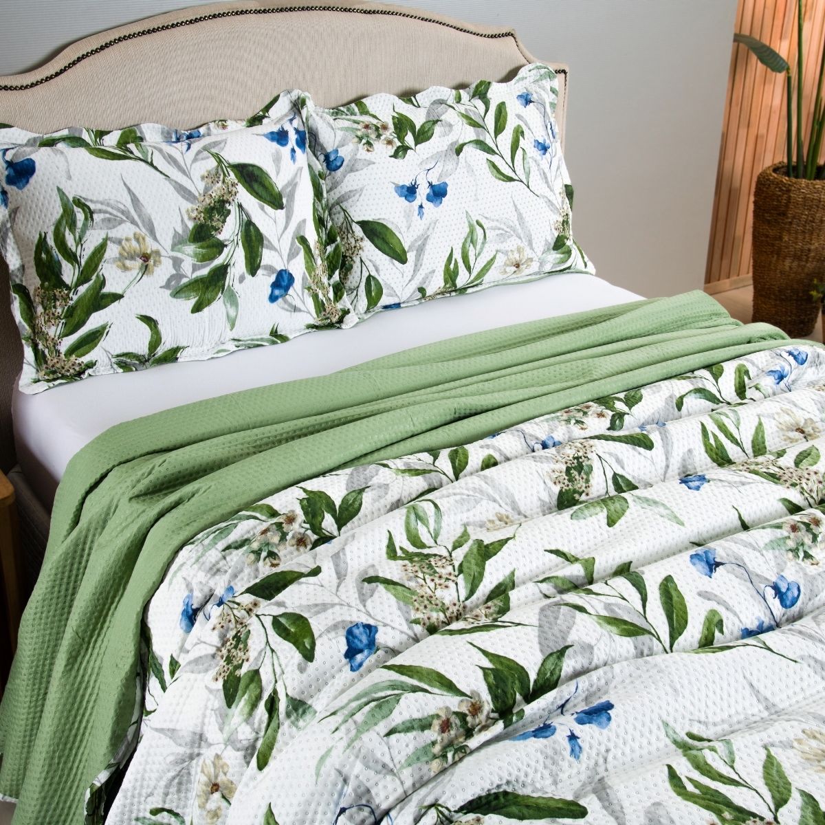 Colcha Cobre Leito Capri 3 Peças Dupla Face Estampado