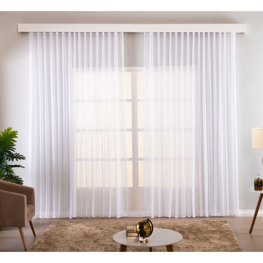 Cortina Para Trilho Gaze De Linho Sem Forro Janela portas Quarto Sala apartamento
