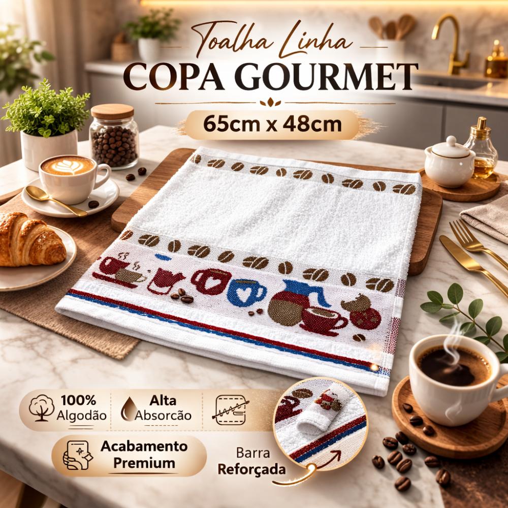 Pano De Prato DeCozinha Estampado 65cm x 48cm Toalha Linha Copa Gourmet