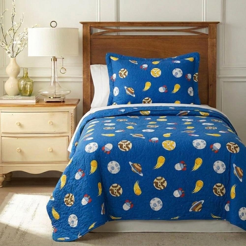 Kit Cobre leito Colcha Solteiro menino menina 2 Peças Infantil Estampado cama