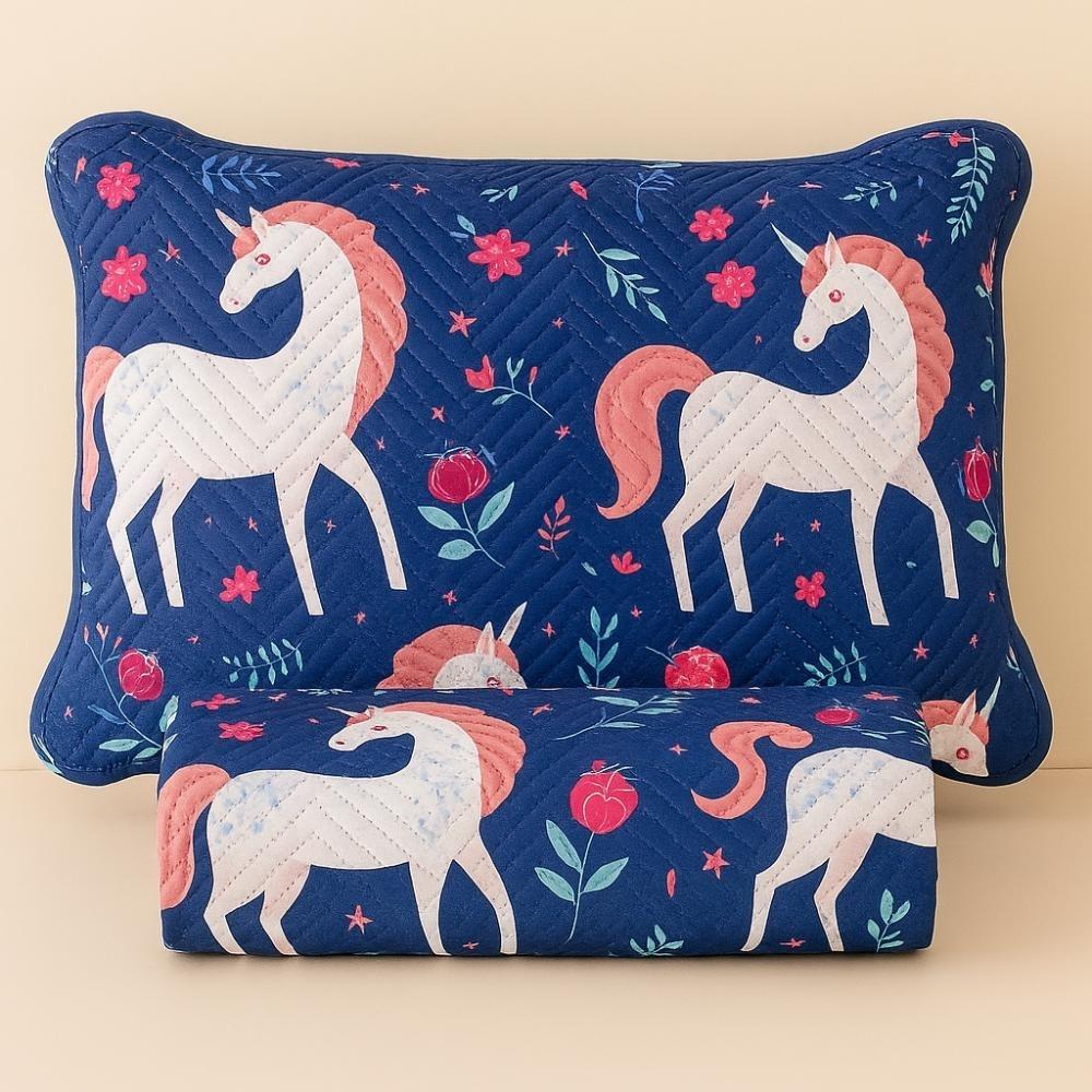 Kit Cobre leito Colcha Solteiro menino menina 2 Peças Infantil Estampado cama