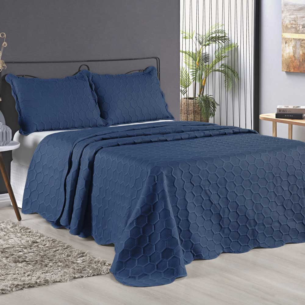 Cobre Leito 3 Peças Dupla Face Porta Travesseiro percal 300 Fios - Melodia