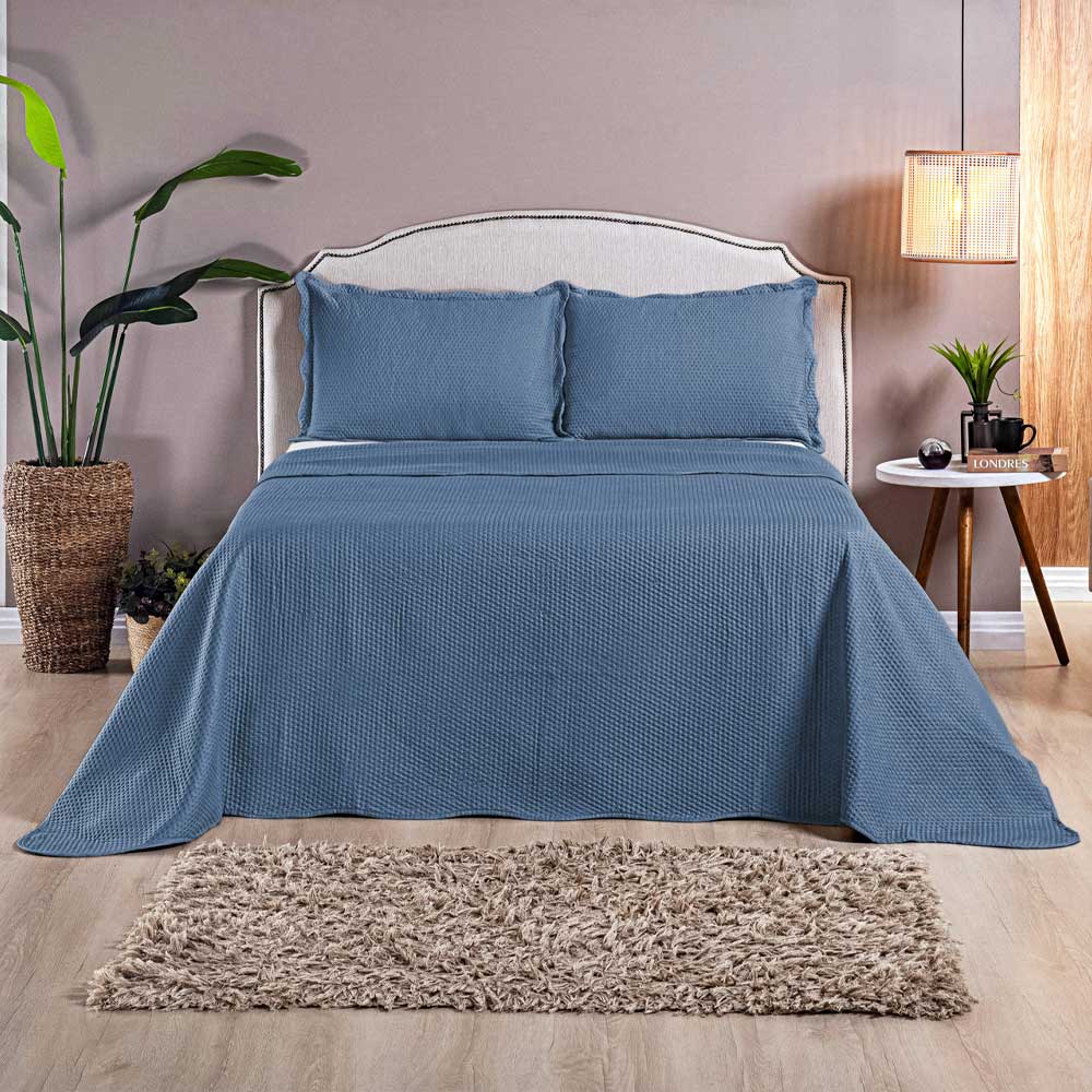 Colcha Cobre Leito Bullet Percal 300 Fios 3 Peças Oásis Dupla Face