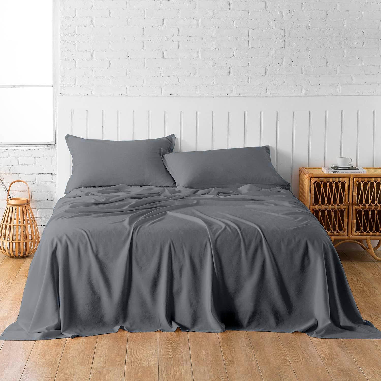 Jogo de Lençol Percal 200 Fios 100% Algodão Com Vira Em Aba Americana