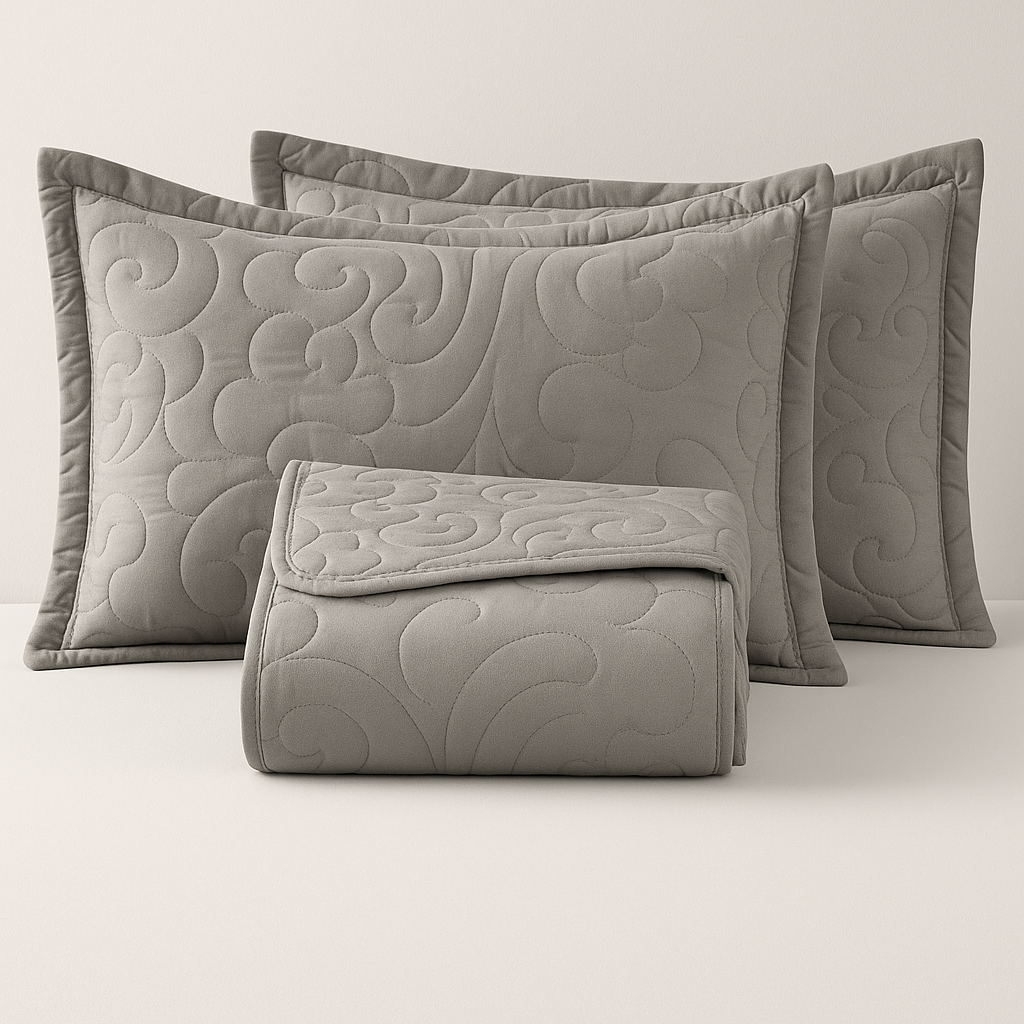 Kit Colcha Cobre Leito 3 Peças Dupla Face Percal 300 fios Coleção Quilts