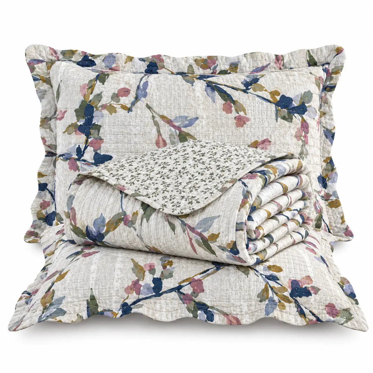 Kit Colcha Cobre Leito 3 Peças Dupla Face Matelado Estampado Garden Marias Enxoval