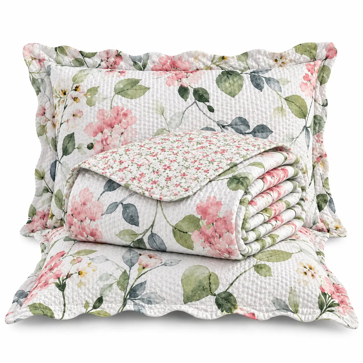 Kit Colcha Cobre Leito 3 Peças Dupla Face Matelado Estampado Garden Marias Enxoval