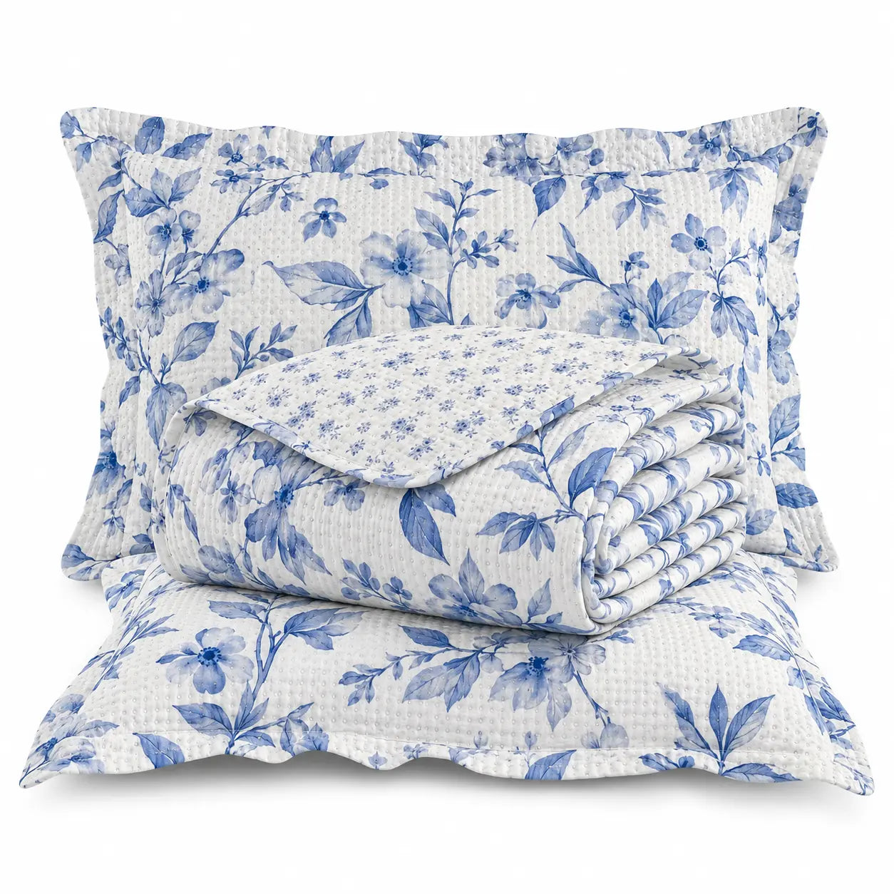 Kit Colcha Cobre Leito 3 Peças Dupla Face Matelado Estampado Garden Marias Enxoval