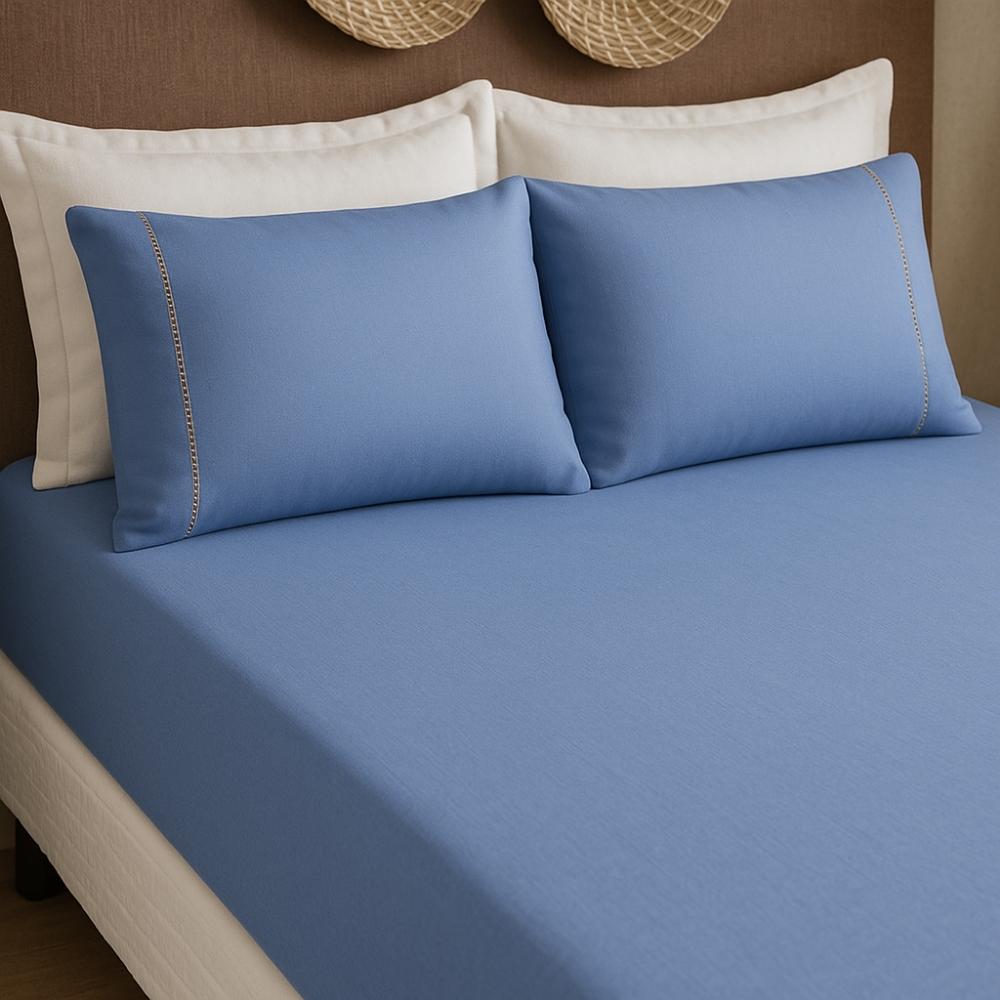 Jogo de Lençol 100% Algodão 200 Fios Ponto Palito