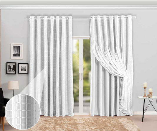 Cortina Blackout Tecido com Voil Xadrez