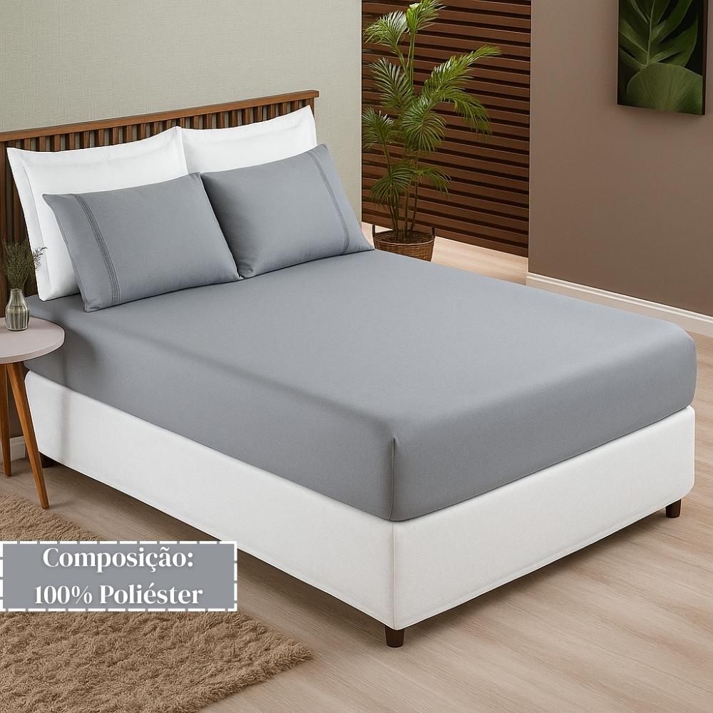 Jogo de Lençol 400 Fios Com Detalhe em Ponto Infinity