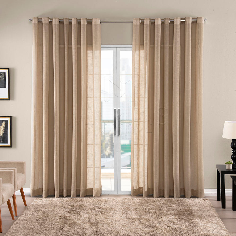 Cortina Gaze de Linho Sem Forro Para Janela Quarto e Sala