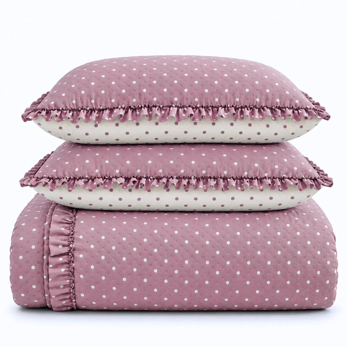 Kit Colcha Cobre Leito Charlotte Cama Poá Com Babados Marias Enxoval