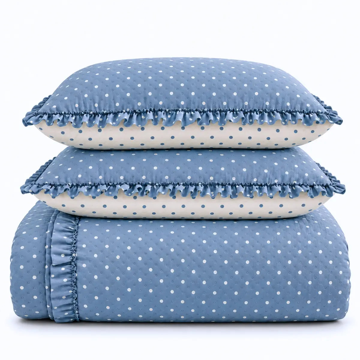 Kit Colcha Cobre Leito Charlotte Cama Poá Com Babados Marias Enxoval