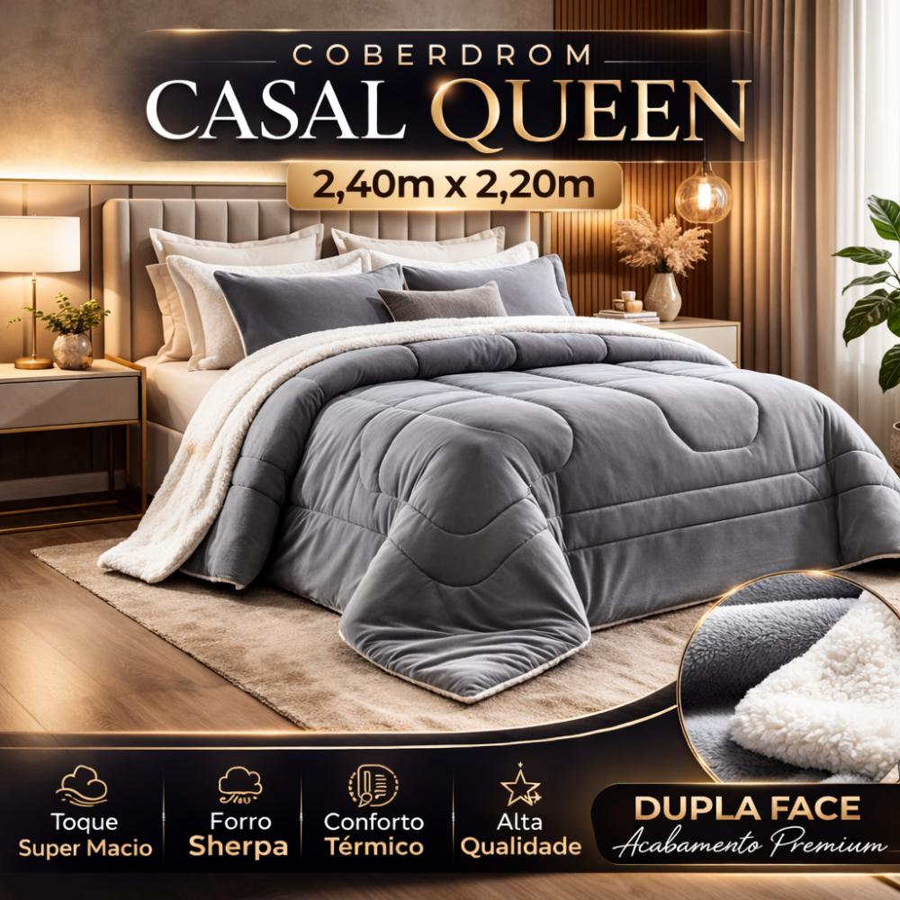 Coberdrom edredom Cama Casal Queen Sherpa Pele de Carneiro Dupla Face