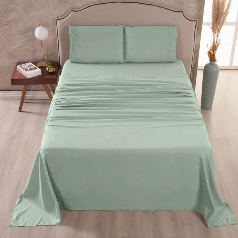 Jogo De Lençol Com Vira Em Bordado Florença 300 Fios