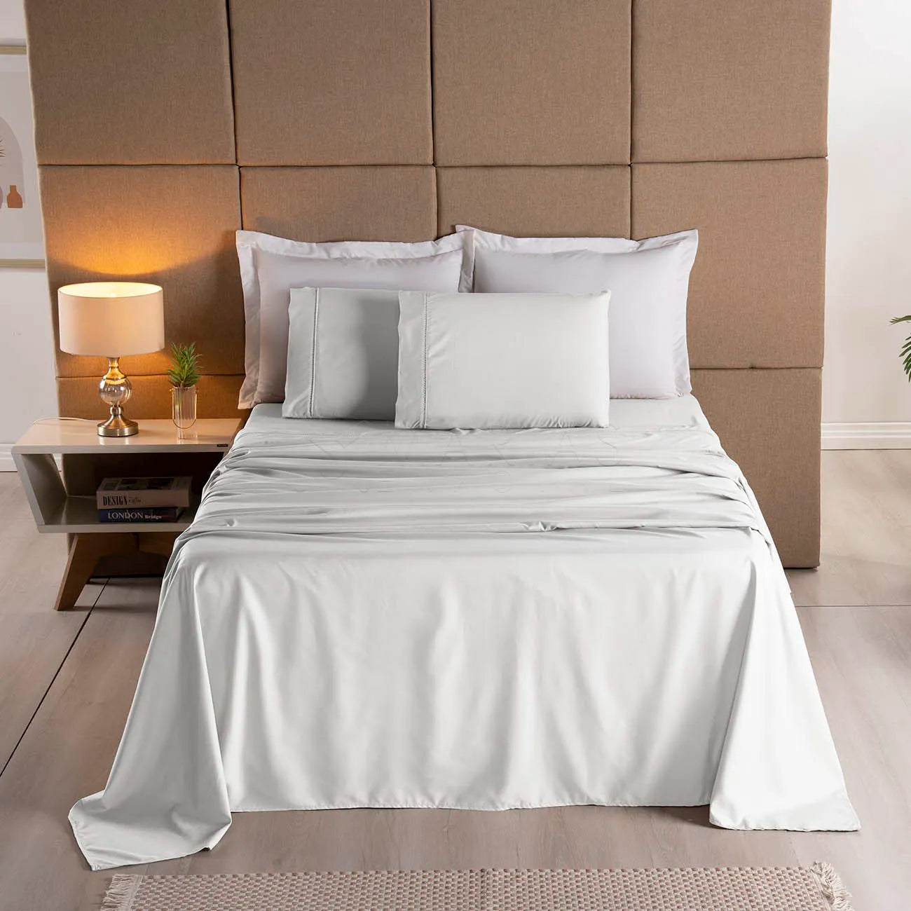 Jogo de Lençol Percal 400 Fios Com Vira em Ponto Palito