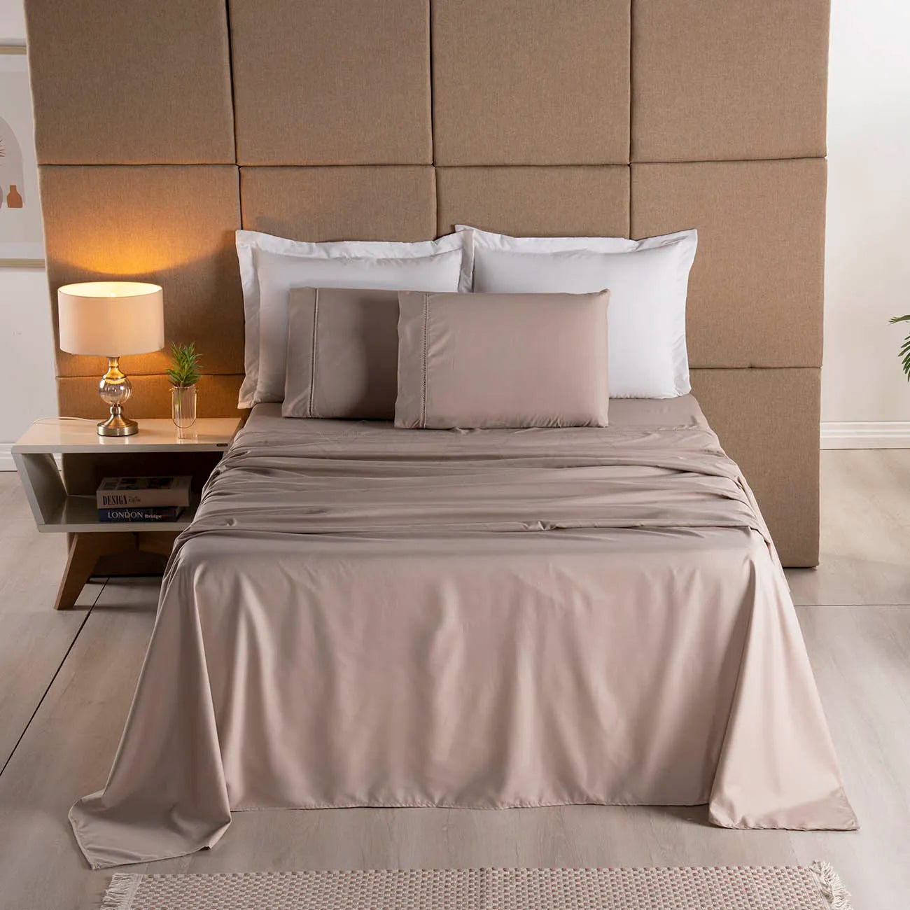 Jogo de Lençol Percal 400 Fios Com Vira em Ponto Palito