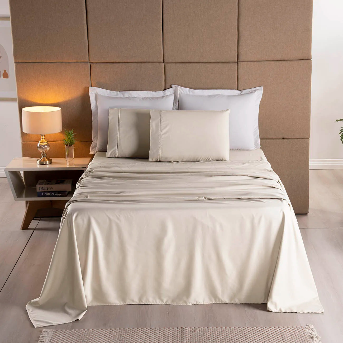 Jogo de Lençol Percal 400 Fios Com Vira em Ponto Palito