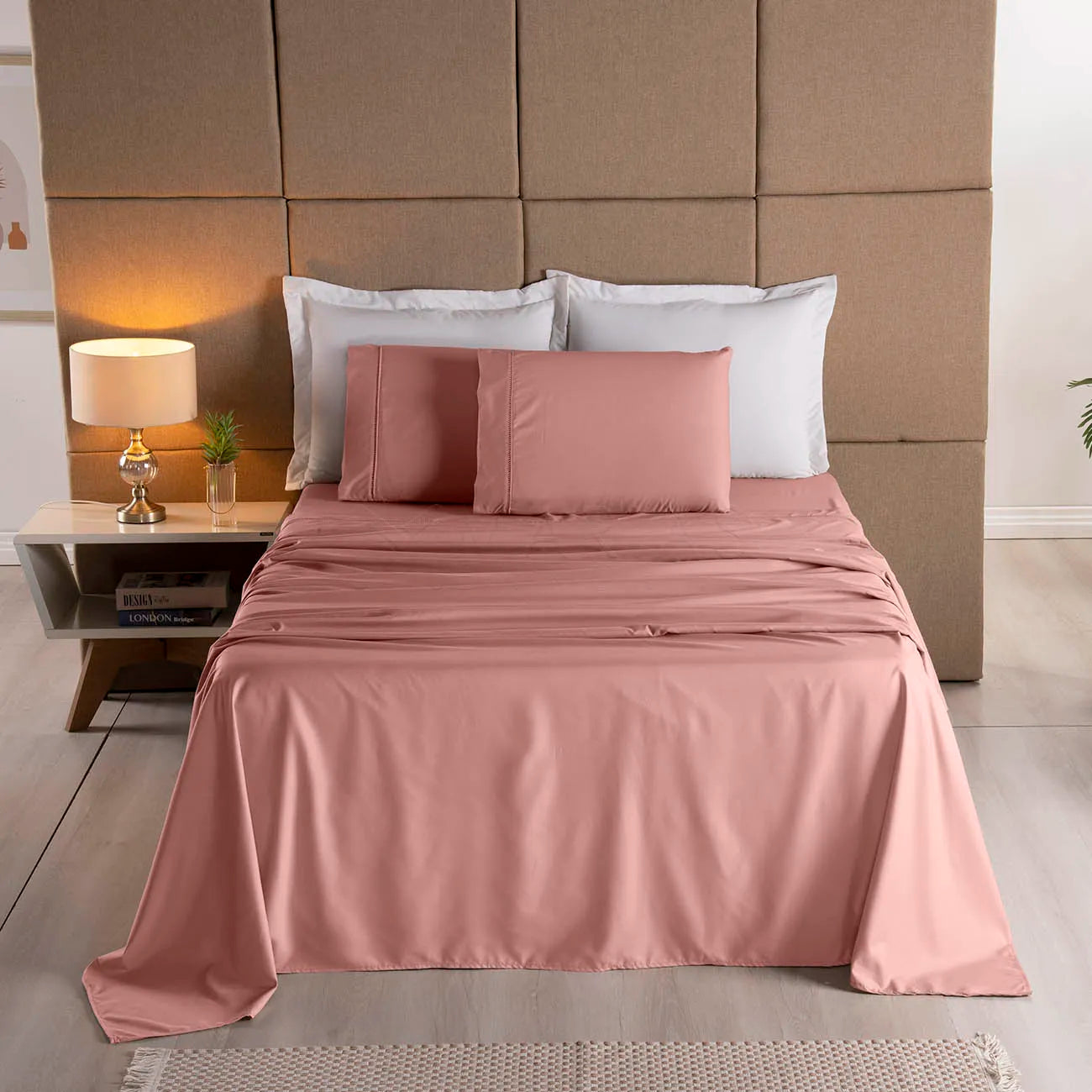 Jogo de Lençol Percal 400 Fios Com Vira em Ponto Palito