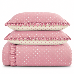Kit Colcha Cobre Leito Charlotte Cama Poá Com Babados